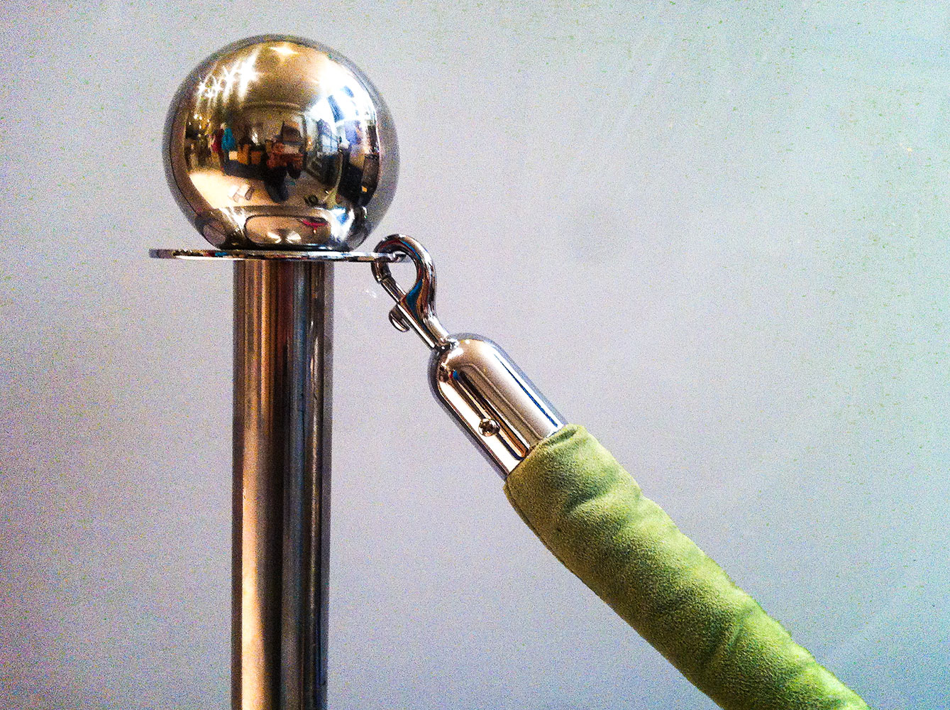 Chrome Stanchions with Green Velvet Rope 