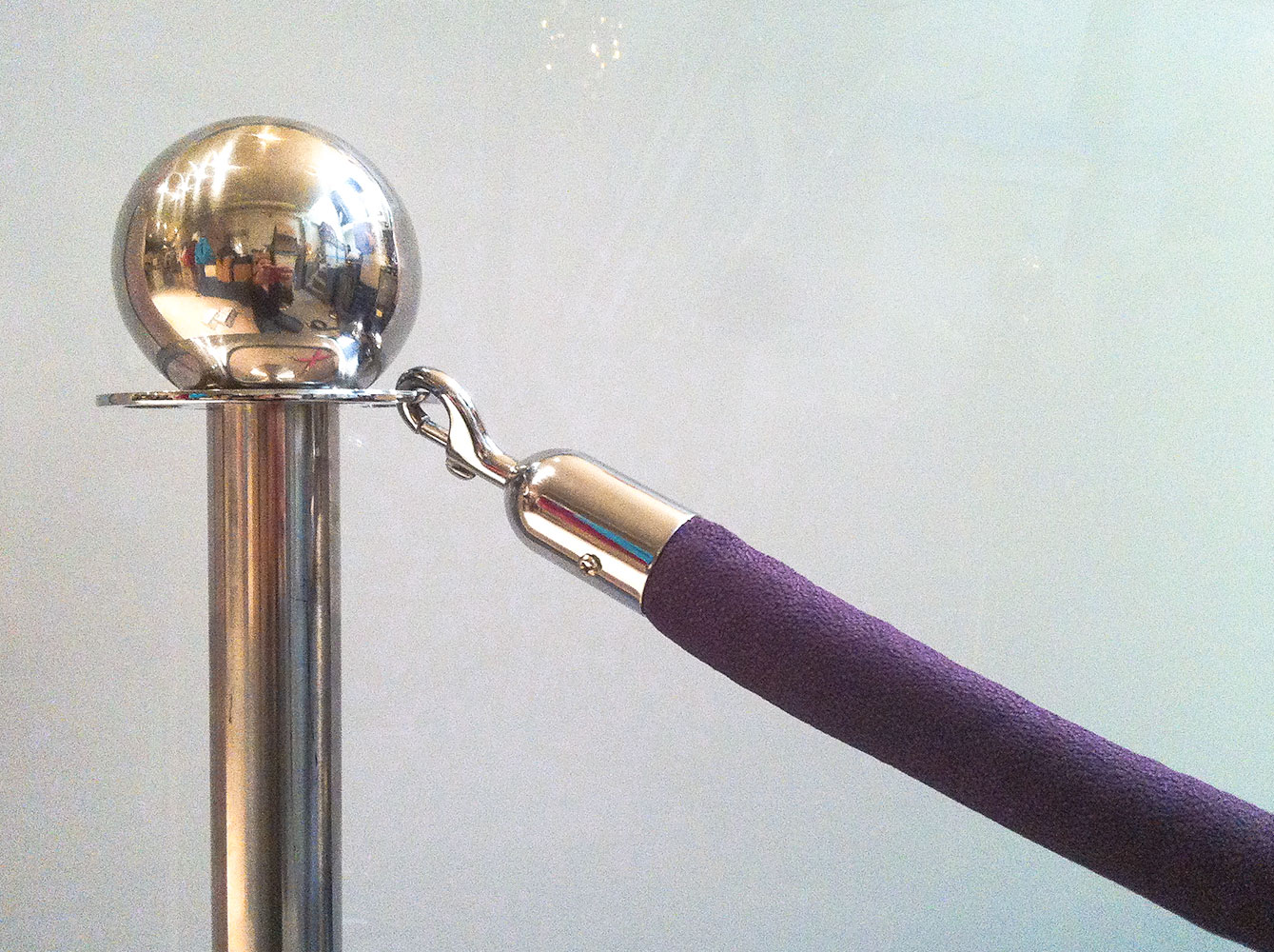 Chrome Stanchions with Purple Velvet Rope 