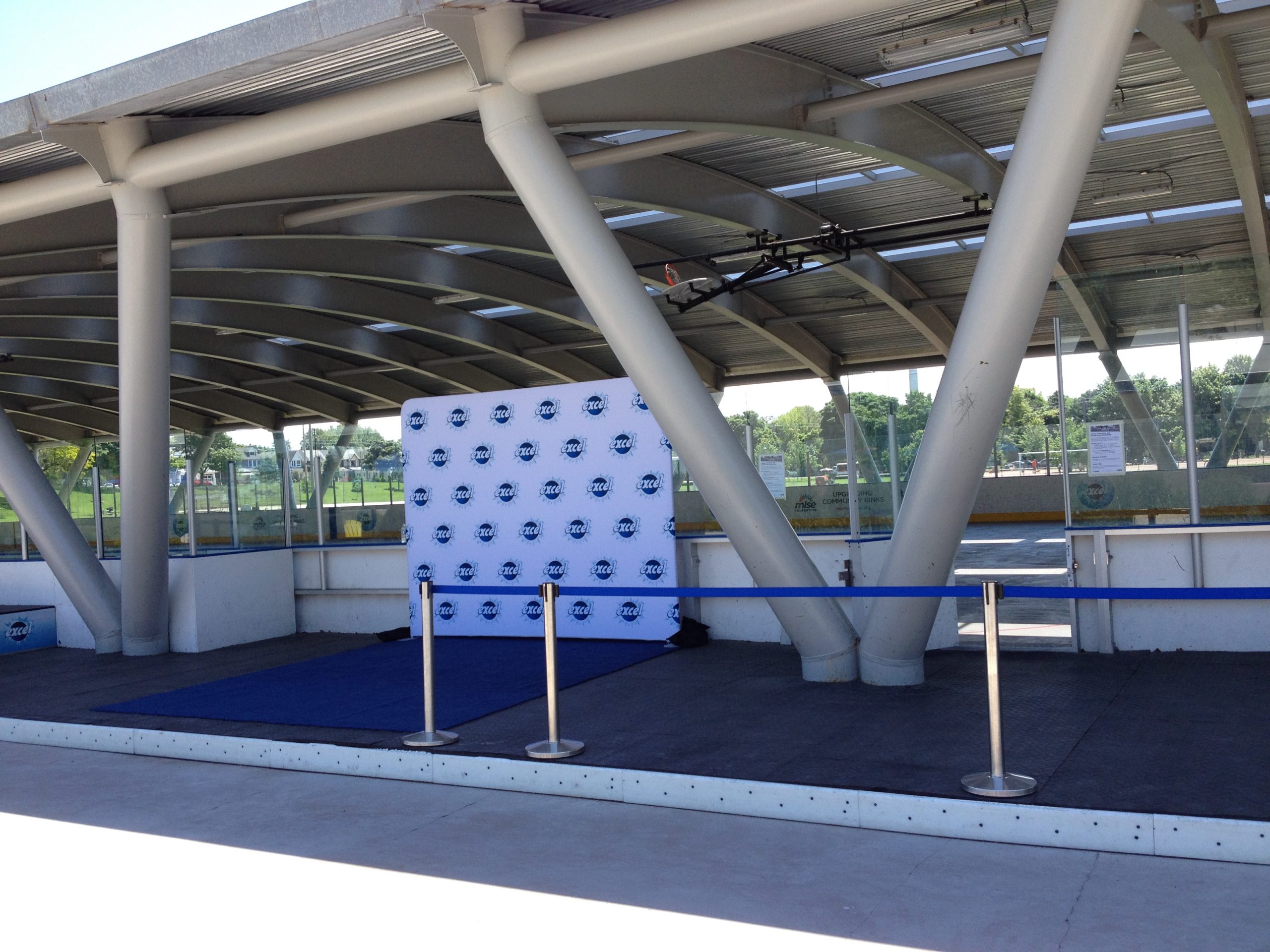 STAINLESS STEEL STANCHIONS WITH BLUE BELT