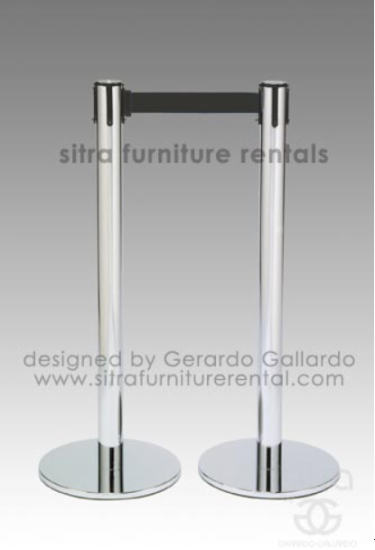 STAINLESS STEEL STANCHIONS WITH BLACK RETRACTABLE BELT