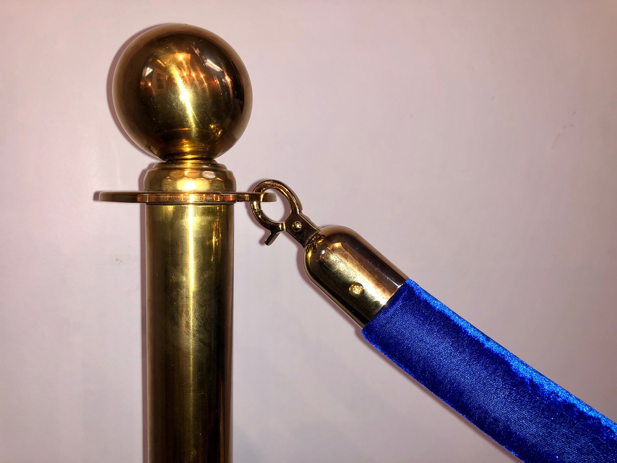 Brass Stanchions with Blue Velvet Rope 